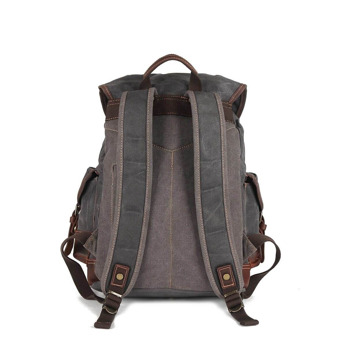 Genuine Leather Waxed-Canvas Laptop Backpack Rucksack - Image 11