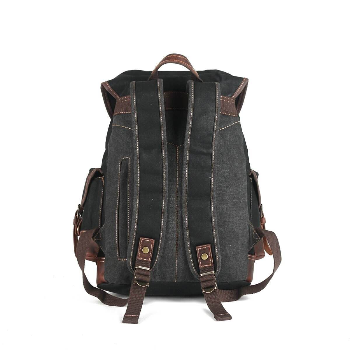 Genuine Leather Waxed-Canvas Laptop Backpack Rucksack - Image 12