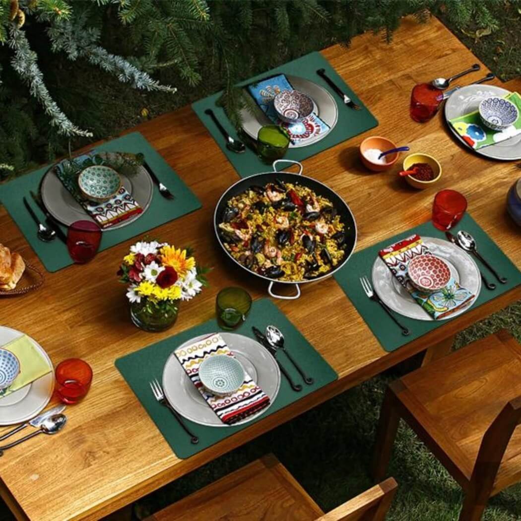 Green Faux Leather Place Mat for Kitchen Tables Mangata - Image 6