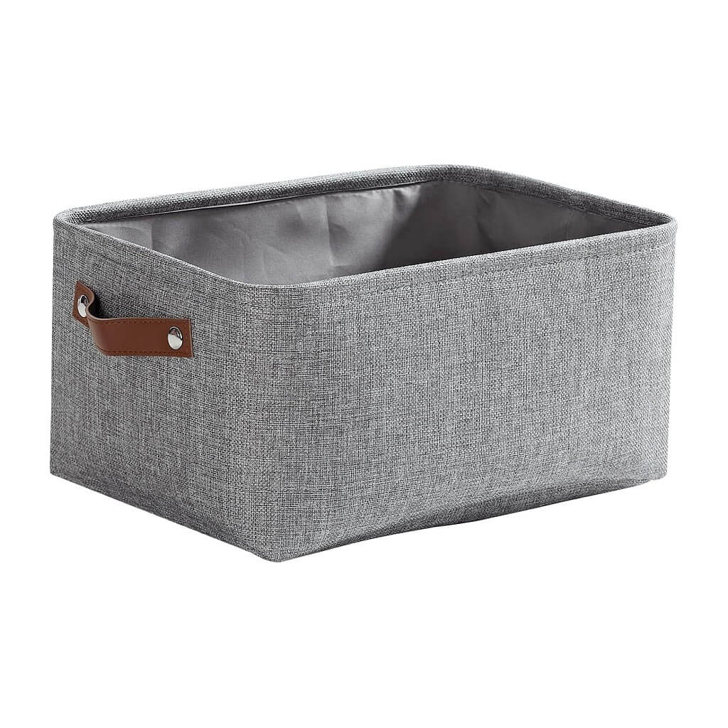 Grey Storage Basket with Leather Handle - Image 32