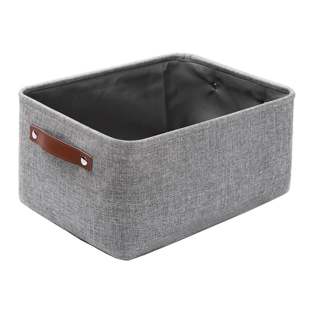 Grey Storage Basket with Leather Handle - Image 50