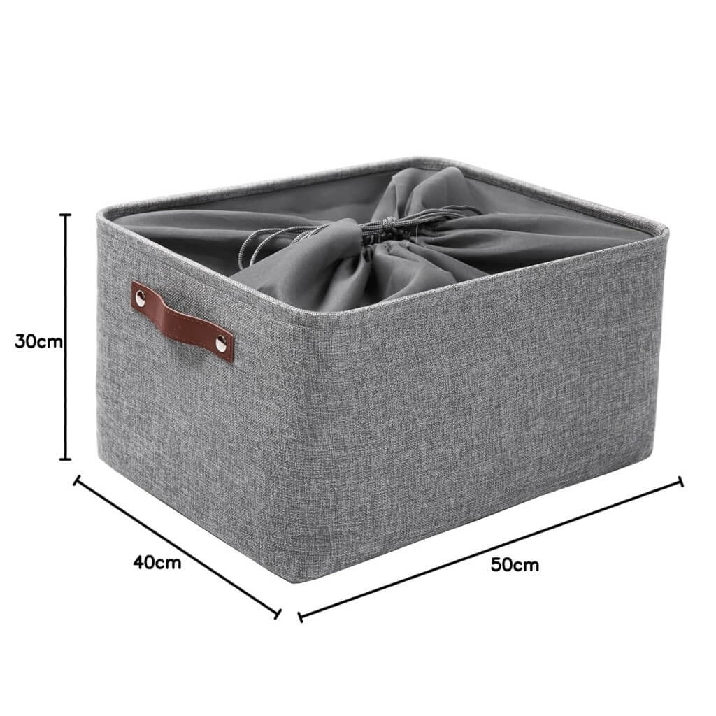 Grey Storage Basket with Leather Handle - Image 57