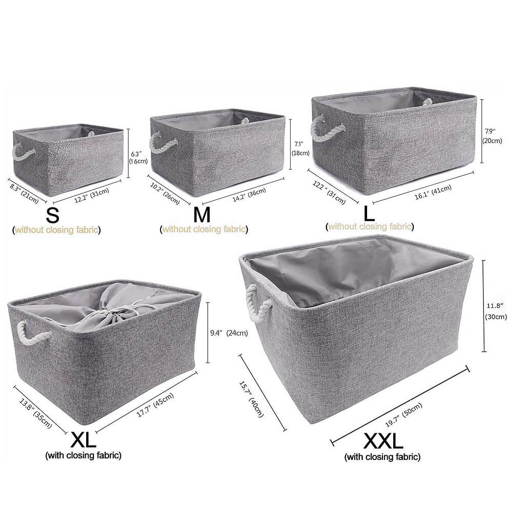 Grey Storage Basket with Leather Handle - Image 72