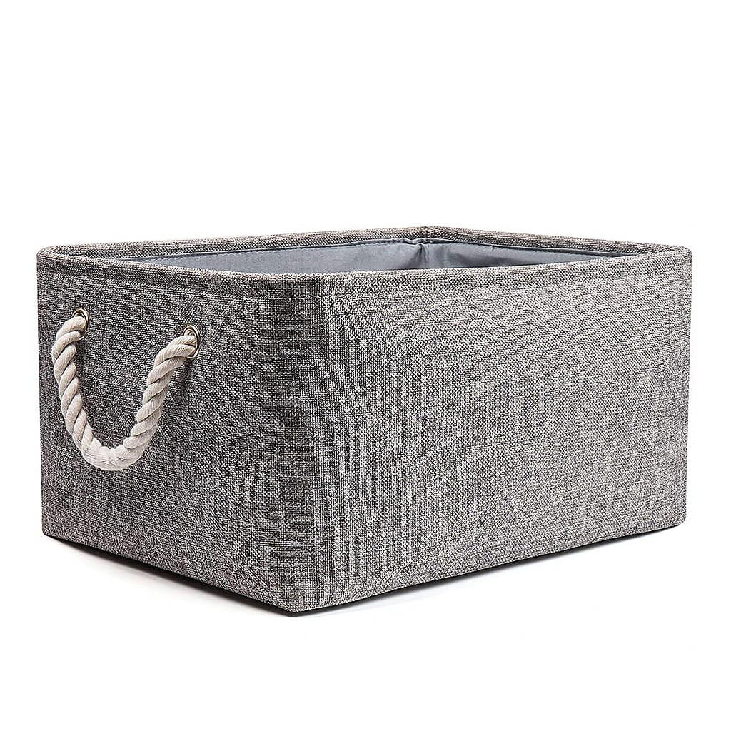 Grey Storage Basket with Leather Handle - Image 76