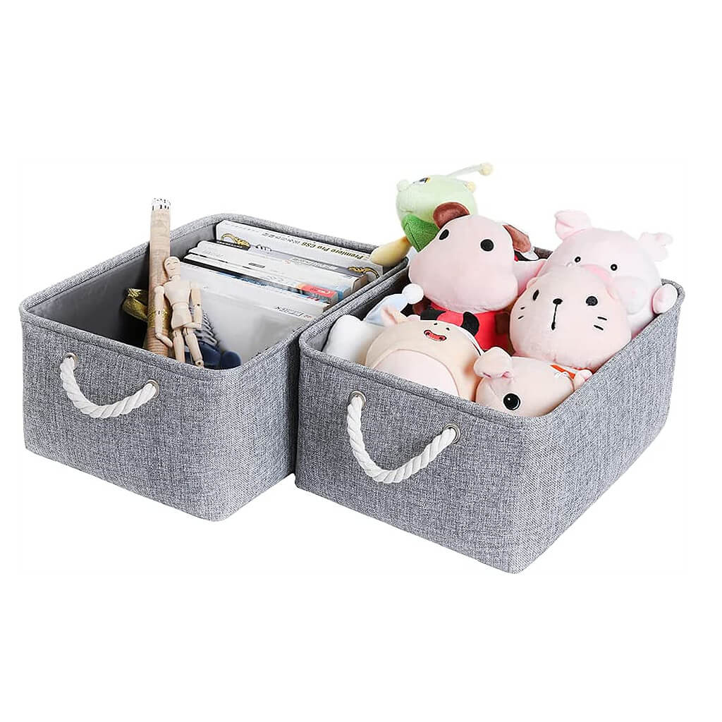 Grey Storage Basket with Leather Handle - Image 80