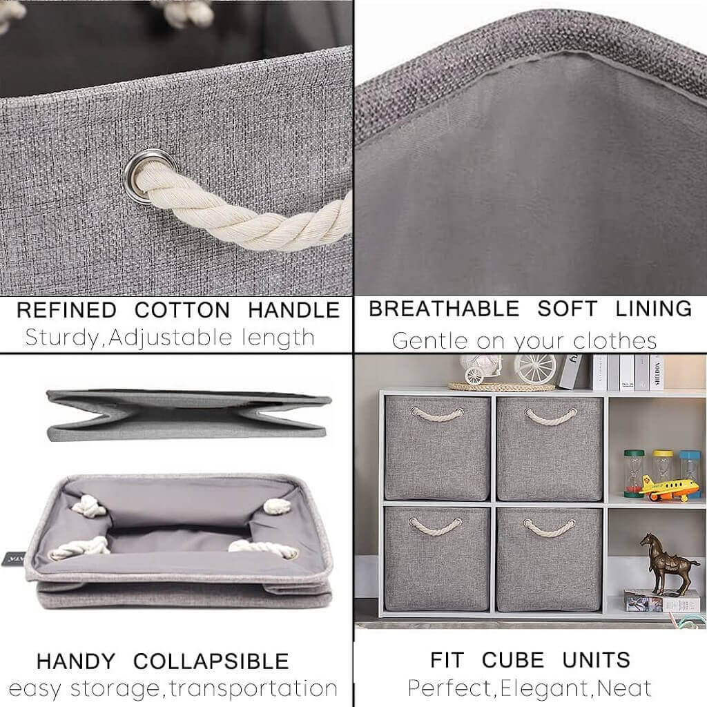 Grey Storage Baskets with rope handles - Image 5