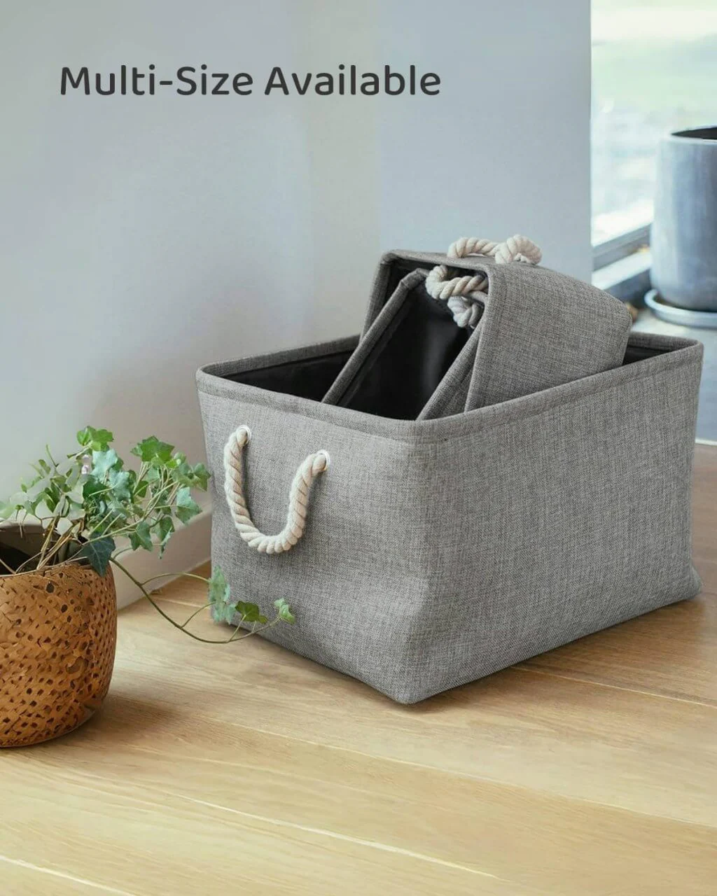 Grey Storage Baskets with rope handles - Image 51