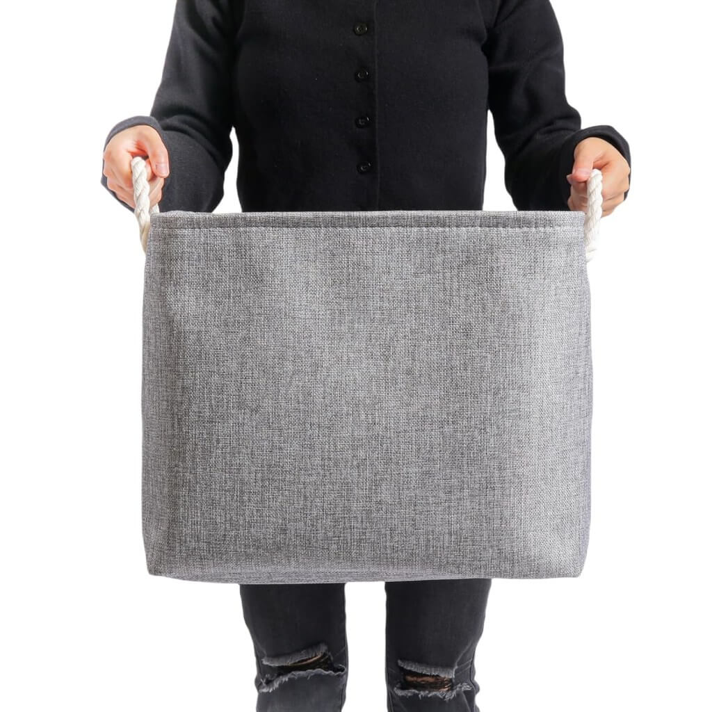 Grey Storage Baskets with rope handles - Image 6