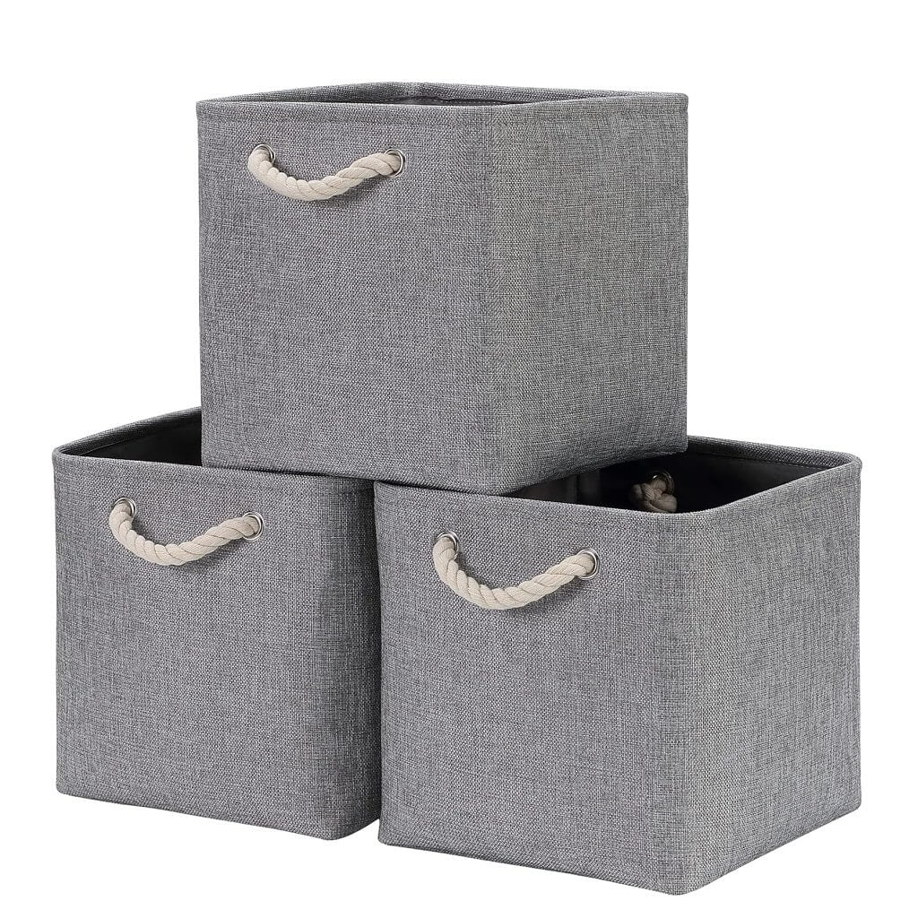 Grey Storage Baskets with rope handles - Image 8