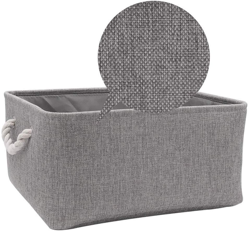 3 Pack Small Grey Foldable Fabric Storage Boxes - Image 3