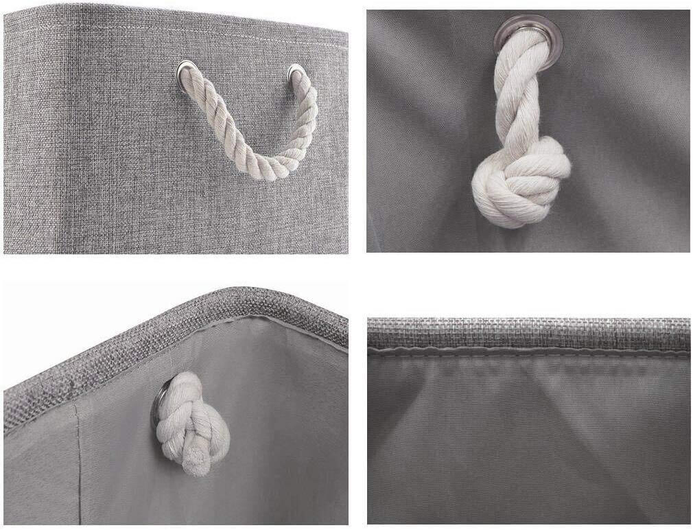 3 Pack Small Grey Foldable Fabric Storage Boxes - Image 4