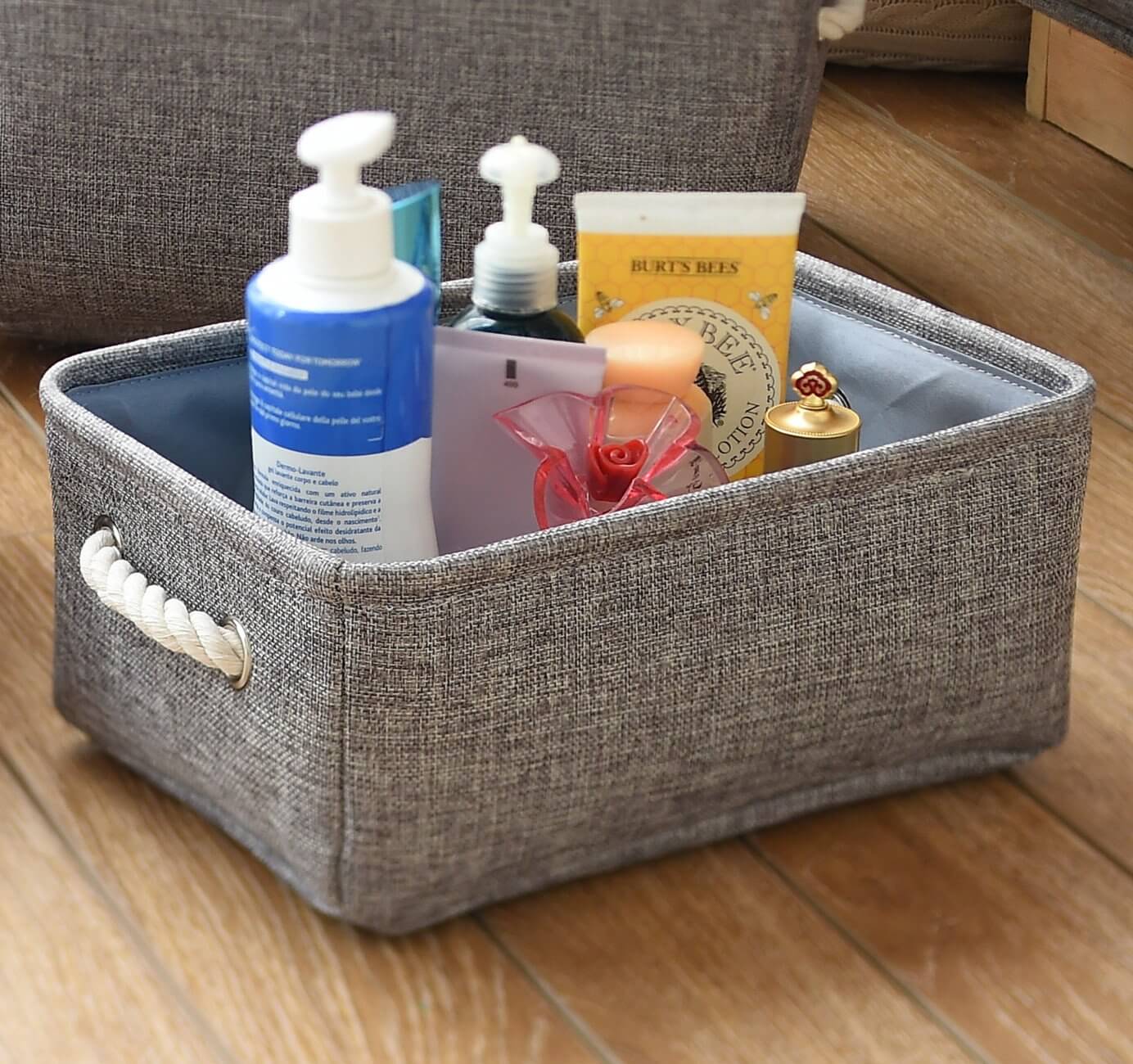 3 Pack Small Grey Foldable Fabric Storage Boxes - Image 5