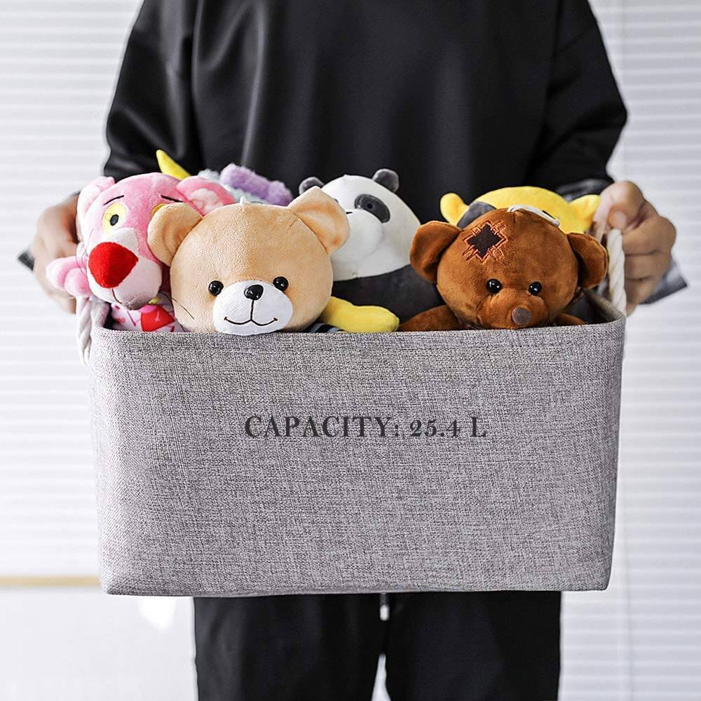 Large Grey Collapsible Storage Boxes for Towels, Toys, Clothes, 41x31x20cm, 3-Pack - Image 3