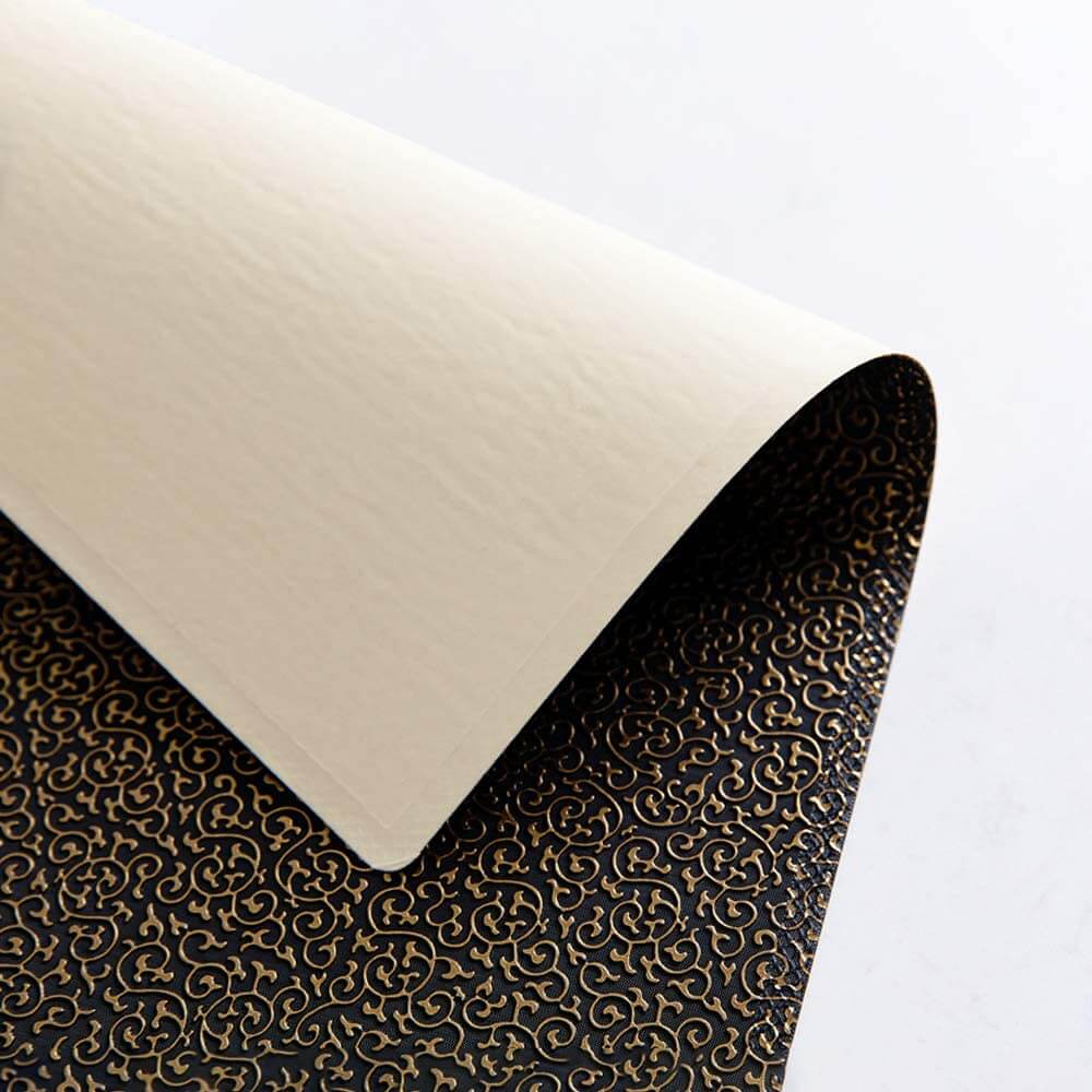 Set of 4 Embossed Pattern Leather Table Place Mats Washable Heat Resistant Non-Slip Dinner Placemats for Tables Decor (Black Gold,4 Pack) - Image 6