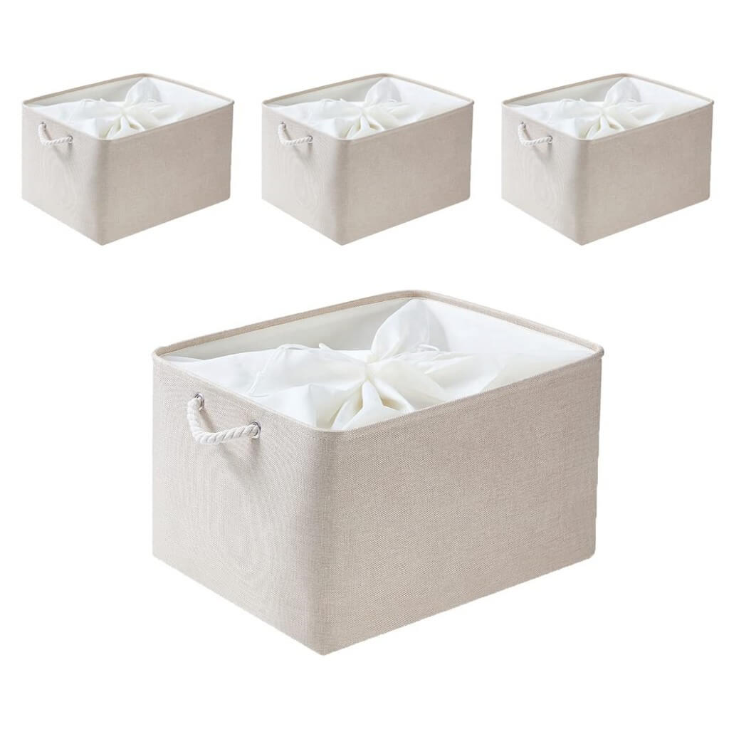Fabric Storage Boxes Light Khaki - Image 13