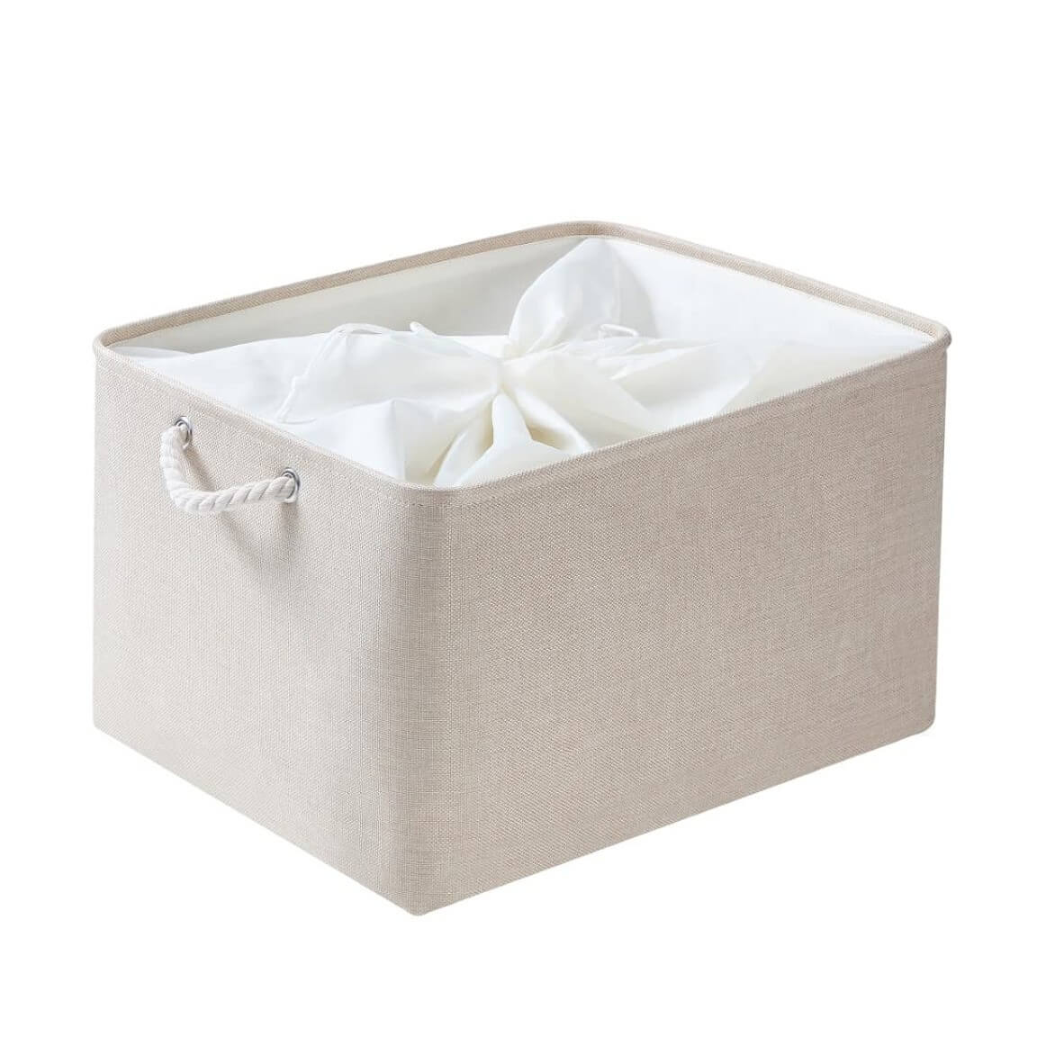 Fabric Storage Boxes Light Khaki - Image 19