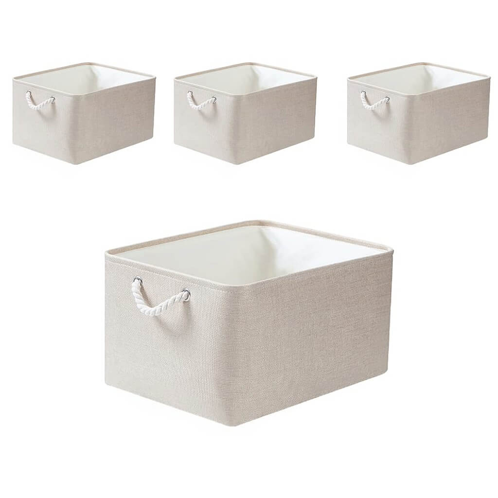 Fabric Storage Boxes Light Khaki - Image 25