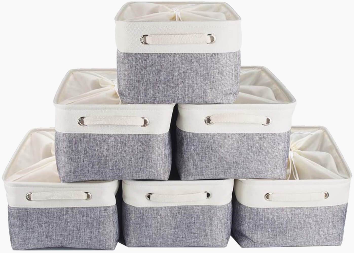 6 Pack White Grey Fabric Boxes for Cupboards - Image 13