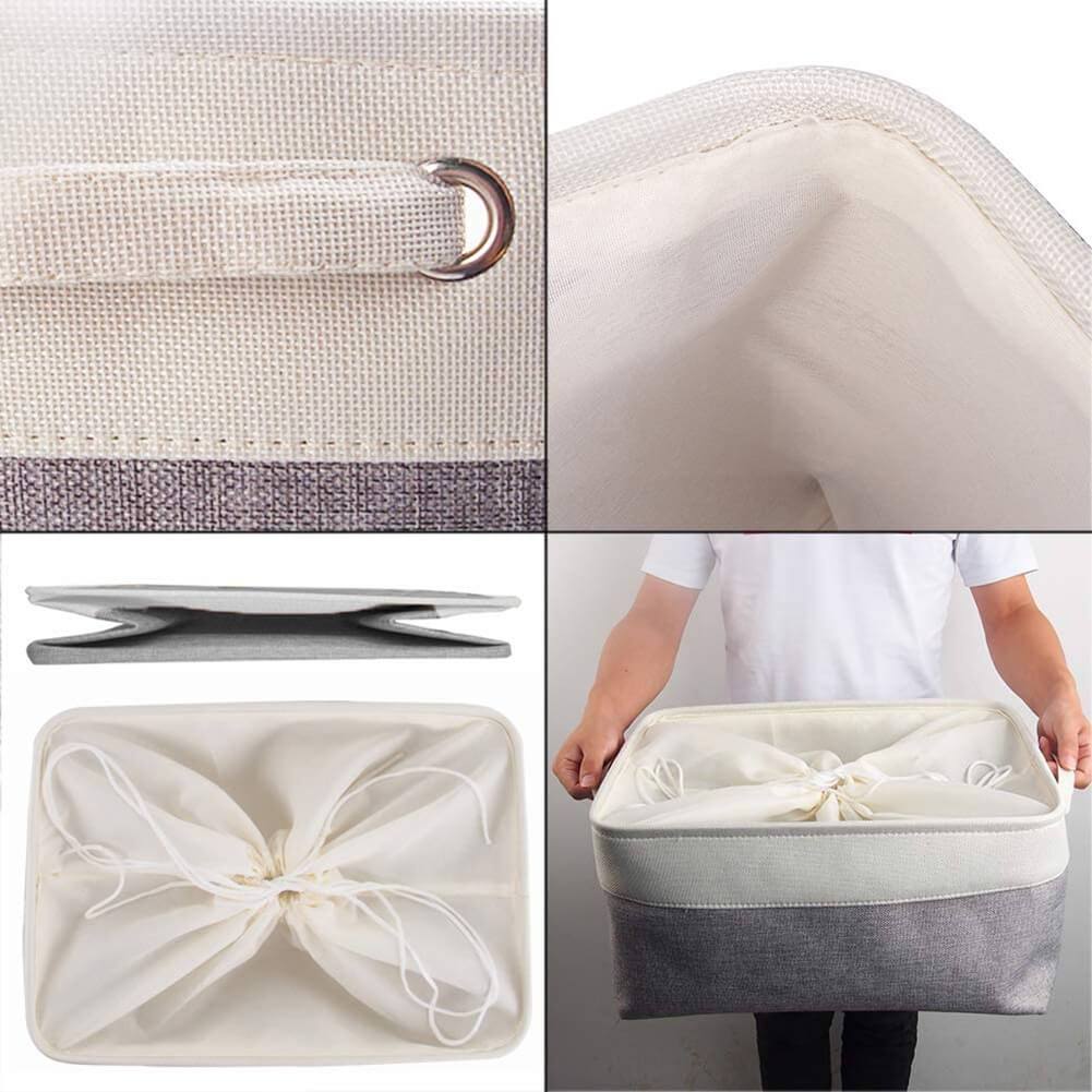 6 Pack White Grey Fabric Boxes for Cupboards - Image 17
