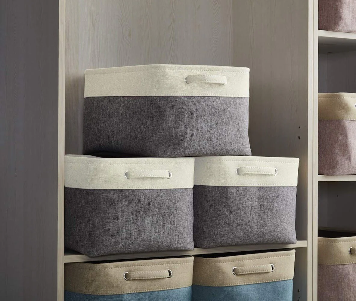 6 Pack White Grey Fabric Boxes for Cupboards - Image 19
