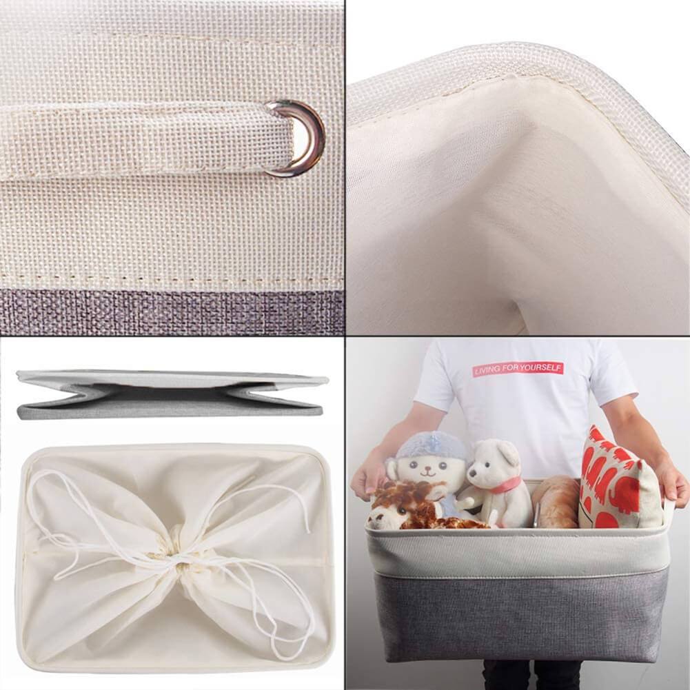 6 Pack White Grey Fabric Boxes for Cupboards - Image 26