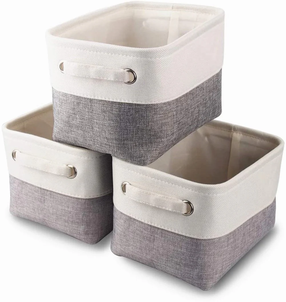 6 Pack White Grey Fabric Boxes for Cupboards - Image 4