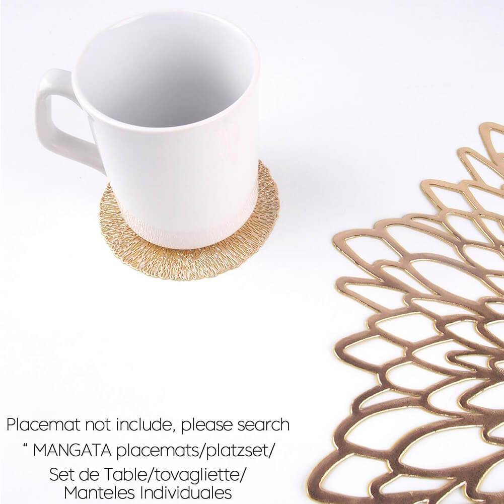 MANGATA Gold Coasters Round Set, Heat Resistant Cup Mats for Drinks Glass, Tea Cups, Coffee Mugs (Placemat Not Include/Non-Slip） - Image 12