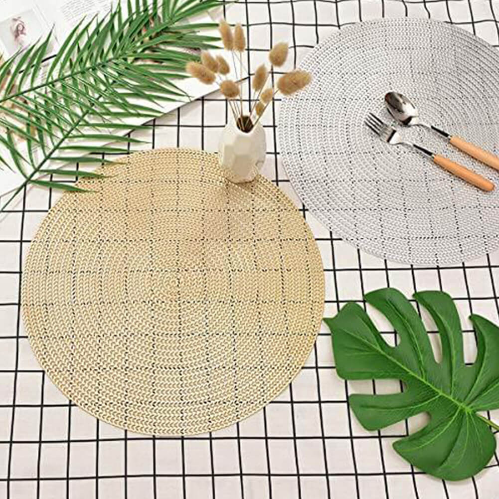 MANGATA Gold Placemats and Coaster Sets, Round PVC Placemat Washable Hollow Table Mats Set for Kitchen Dining Table - Image 10
