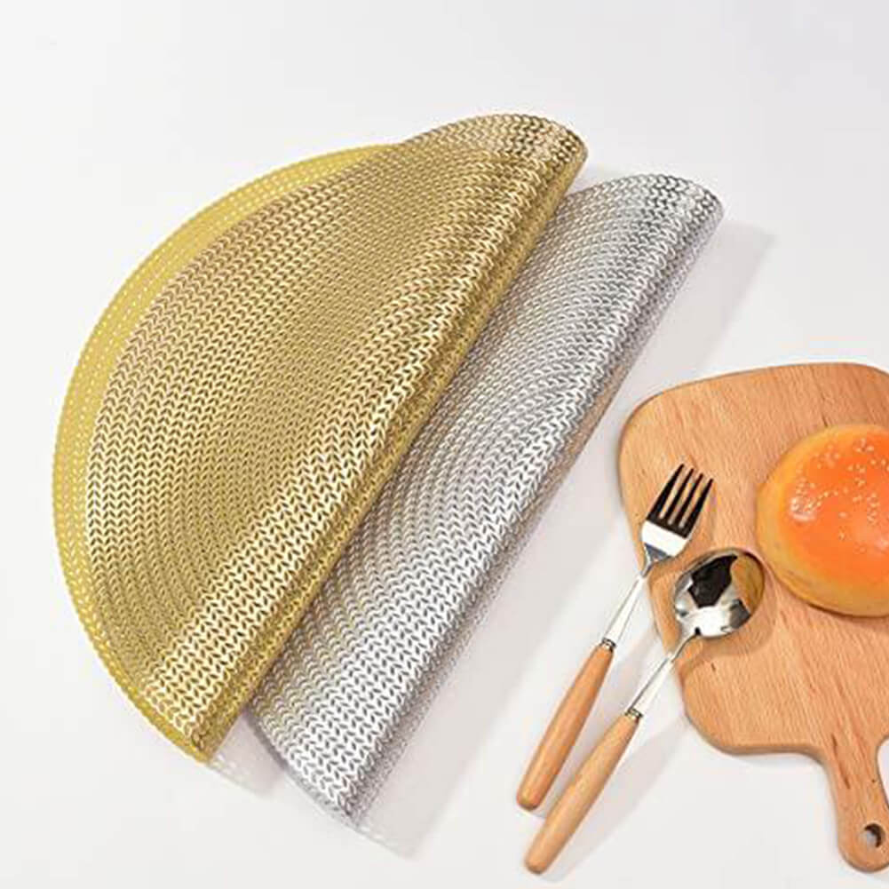 MANGATA Gold Placemats and Coaster Sets, Round PVC Placemat Washable Hollow Table Mats Set for Kitchen Dining Table - Image 12