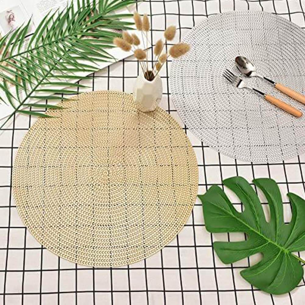 MANGATA Gold Placemats and Coaster Sets, Round PVC Placemat Washable Hollow Table Mats Set for Kitchen Dining Table - Image 6