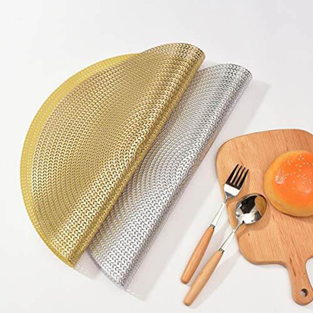 MANGATA Gold Placemats and Coaster Sets, Round PVC Placemat Washable Hollow Table Mats Set for Kitchen Dining Table - Image 8