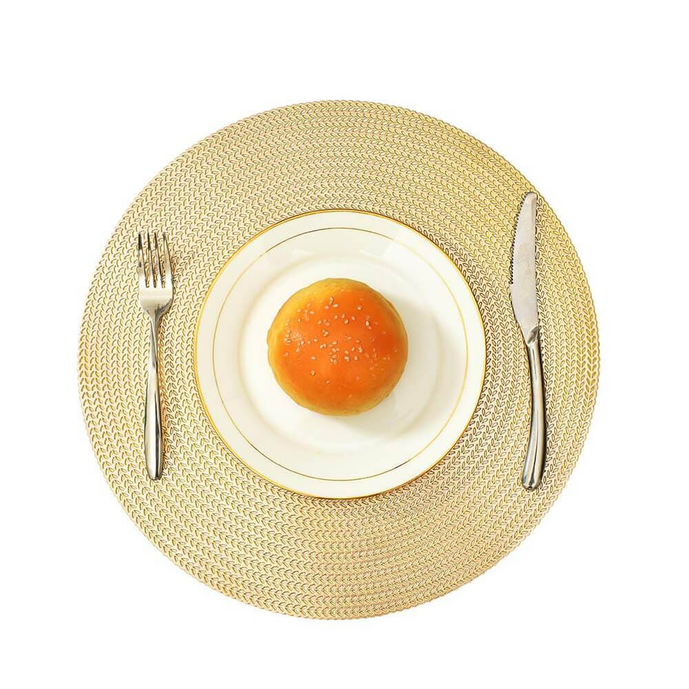 MANGATA Gold Placemats and Coaster Sets, Round PVC Placemat Washable Hollow Table Mats Set for Kitchen Dining Table - Image 9