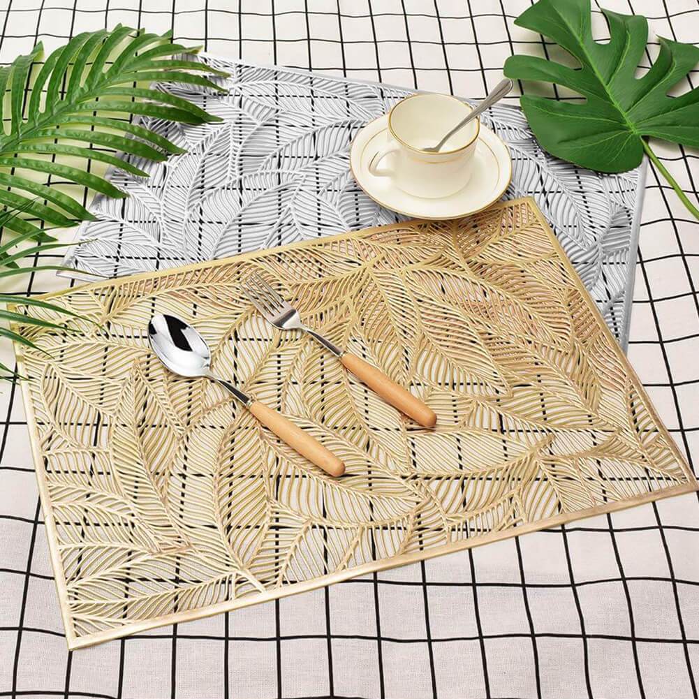 MANGATA Placemats and Coaster Sets, PVC Decorative Placemat Washable Hollow Table Mats Set for Kitchen Dining Table（Rectangle） - Image 10