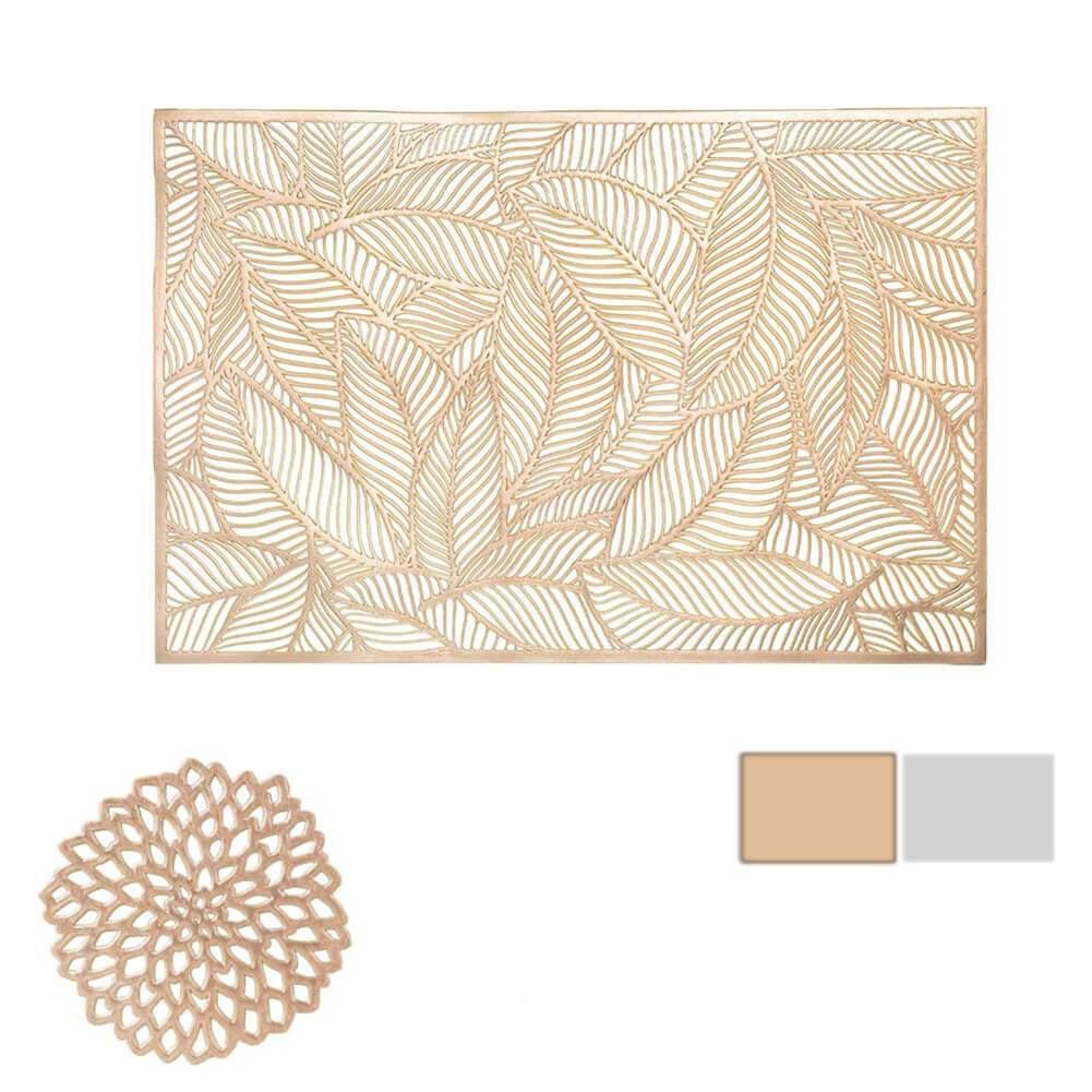 MANGATA Placemats and Coaster Sets, PVC Decorative Placemat Washable Hollow Table Mats Set for Kitchen Dining Table（Rectangle） - Image 8