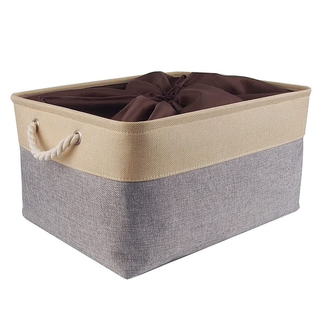 MANGATA Small Large Washable Canvas Storage Box Grey Beige - Image 10
