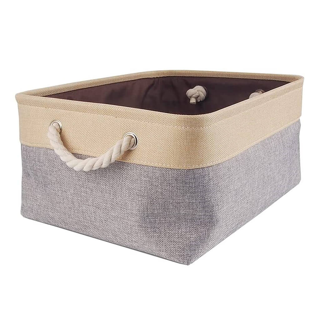 MANGATA Small Large Washable Canvas Storage Box Grey Beige - Image 13