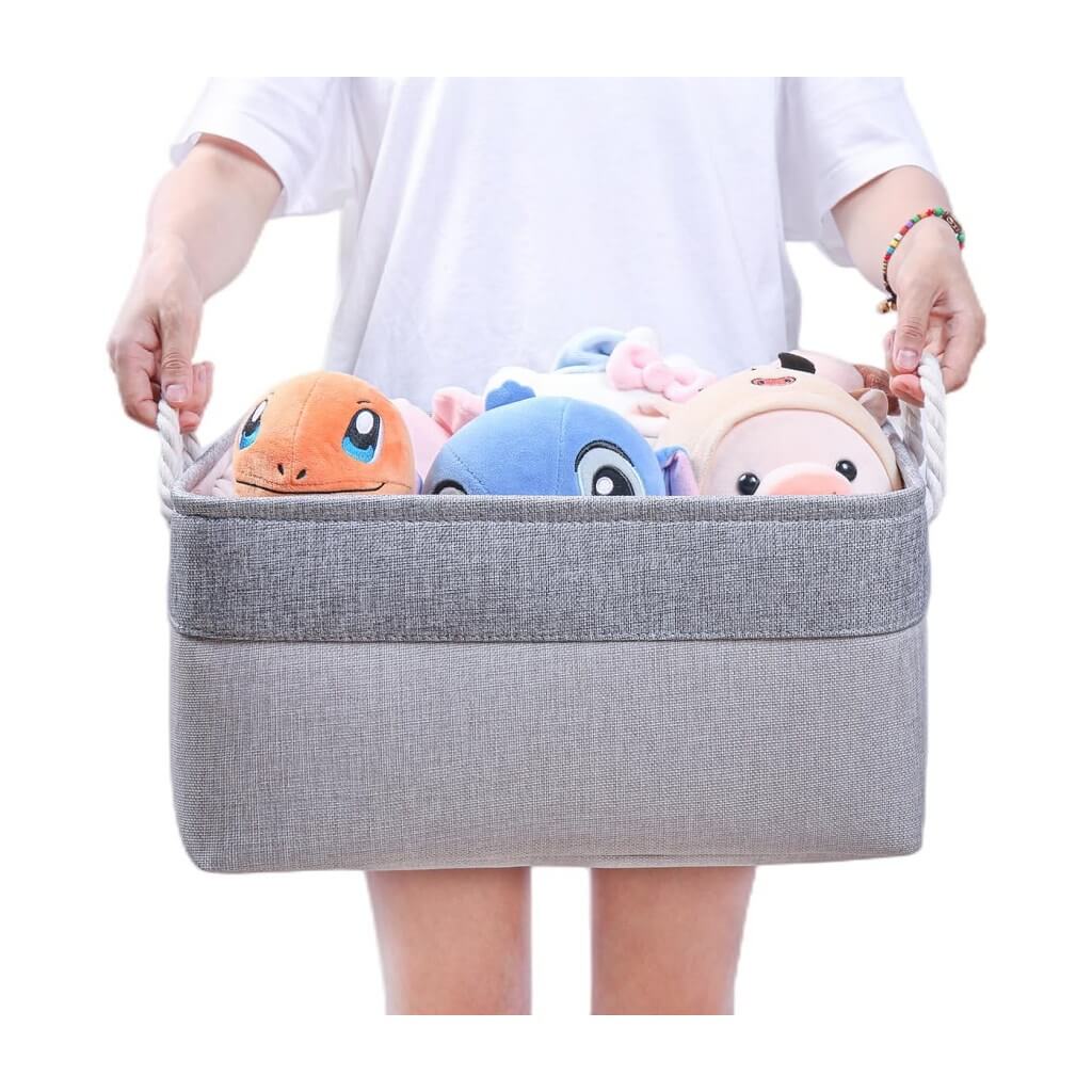 Mangata Storage Boxes- Set of 3 Canvas fabric Clothes Storage Basket for Bedroom Shelf Closet - Image 3