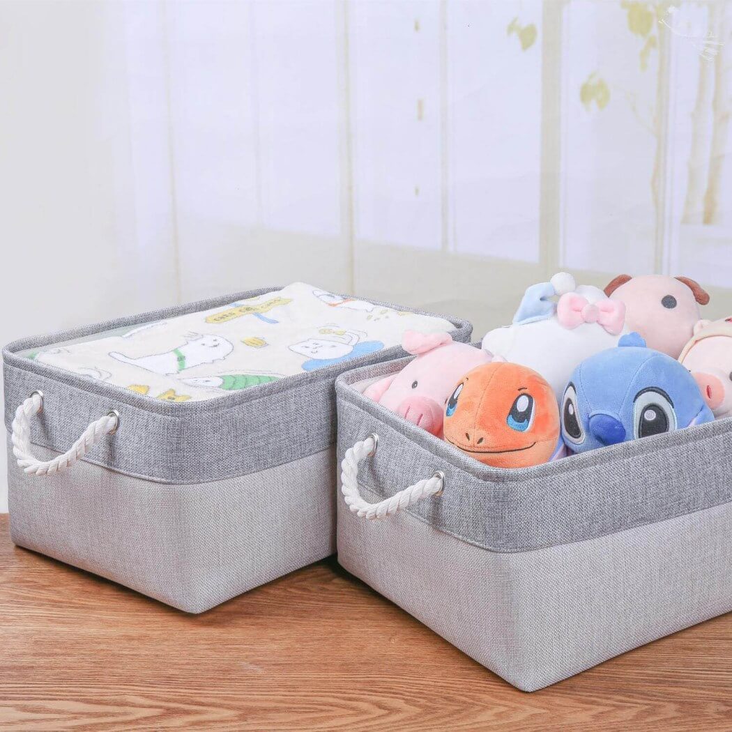 Mangata Storage Boxes- Set of 3 Canvas fabric Clothes Storage Basket for Bedroom Shelf Closet - Image 5