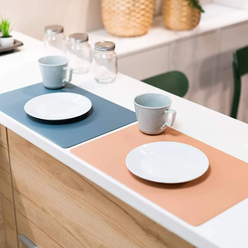 Mangata Wipeable Leather Table mats Blue - Image 3