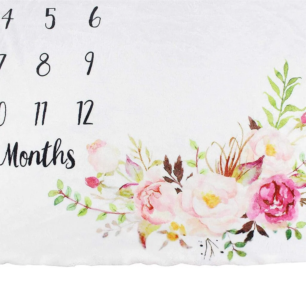 Milestone Blanket Floral Monthly Blanket Personalized Baby Shower Gifts - Image 3