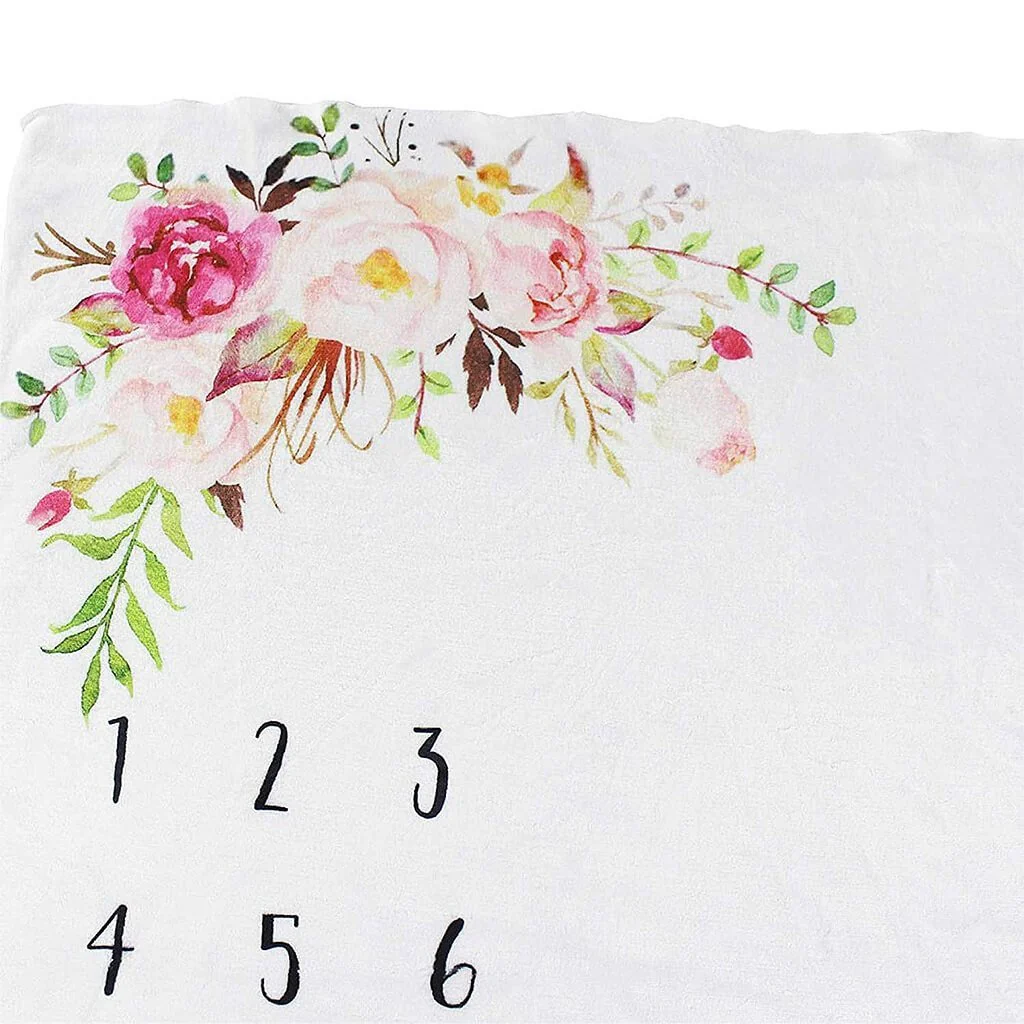 Milestone Blanket Floral Monthly Blanket Personalized Baby Shower Gifts - Image 4