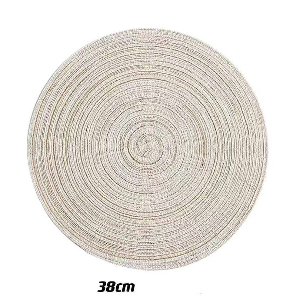 Natural Cotton Place Mat Set of 6 Washable Round Ramie Placemat For Decor Holiday Party - Image 11