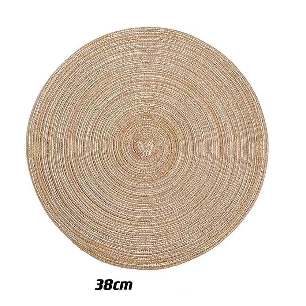 Natural Cotton Place Mat Set of 6 Washable Round Ramie Placemat For Decor Holiday Party - Image 13
