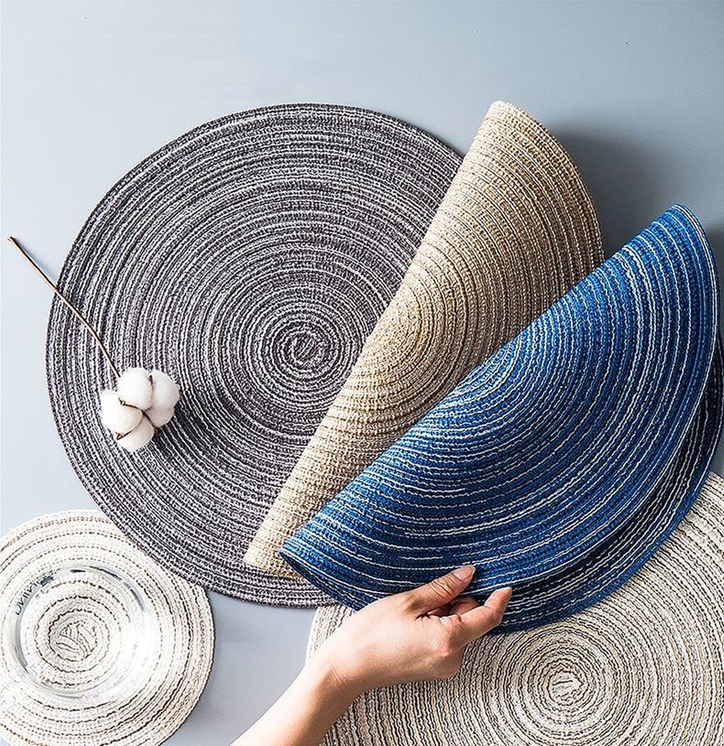Natural Cotton Place Mat Set of 6 Washable Round Ramie Placemat For Decor Holiday Party - Image 8
