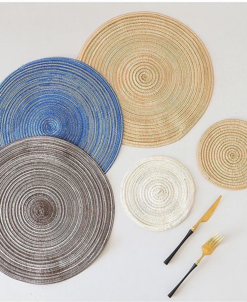 Natural Cotton Place Mat Set of 6 Washable Round Ramie Placemat For Decor Holiday Party - Image 9