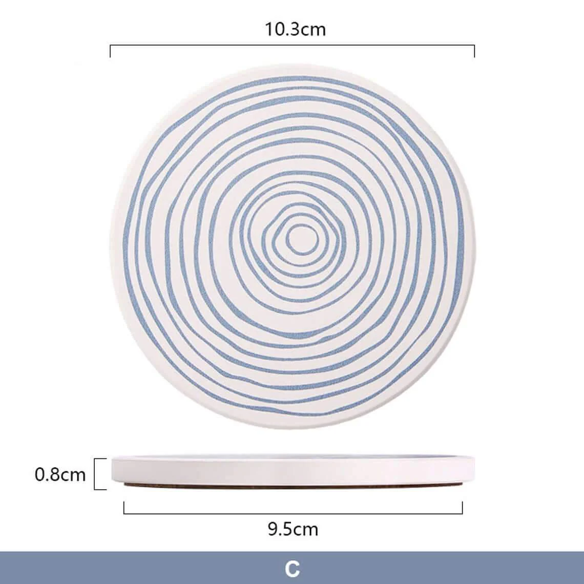 Non slip Absorbent Ceramic Coasters for Mugs, Cups Set of 6 - Image 6
