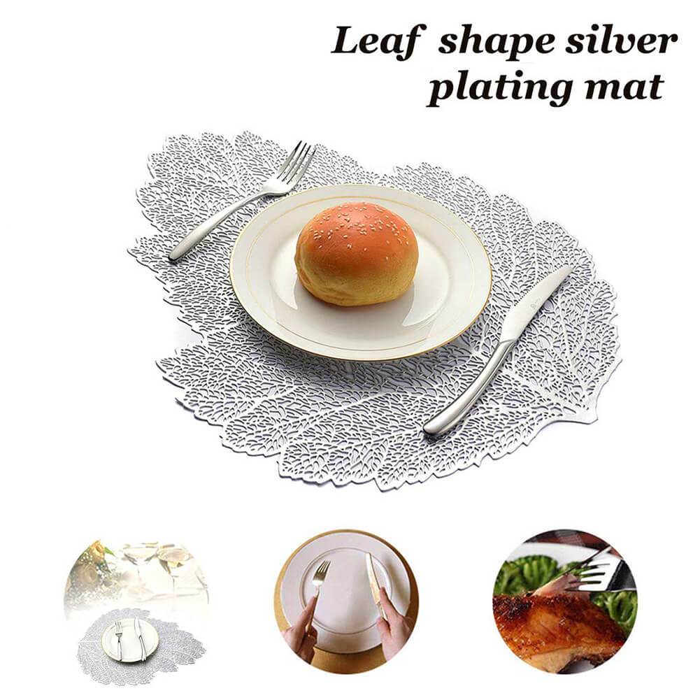 Non-Stick Oil PVC Table Mat Set of 6 (Silver-Leaf) - Image 4