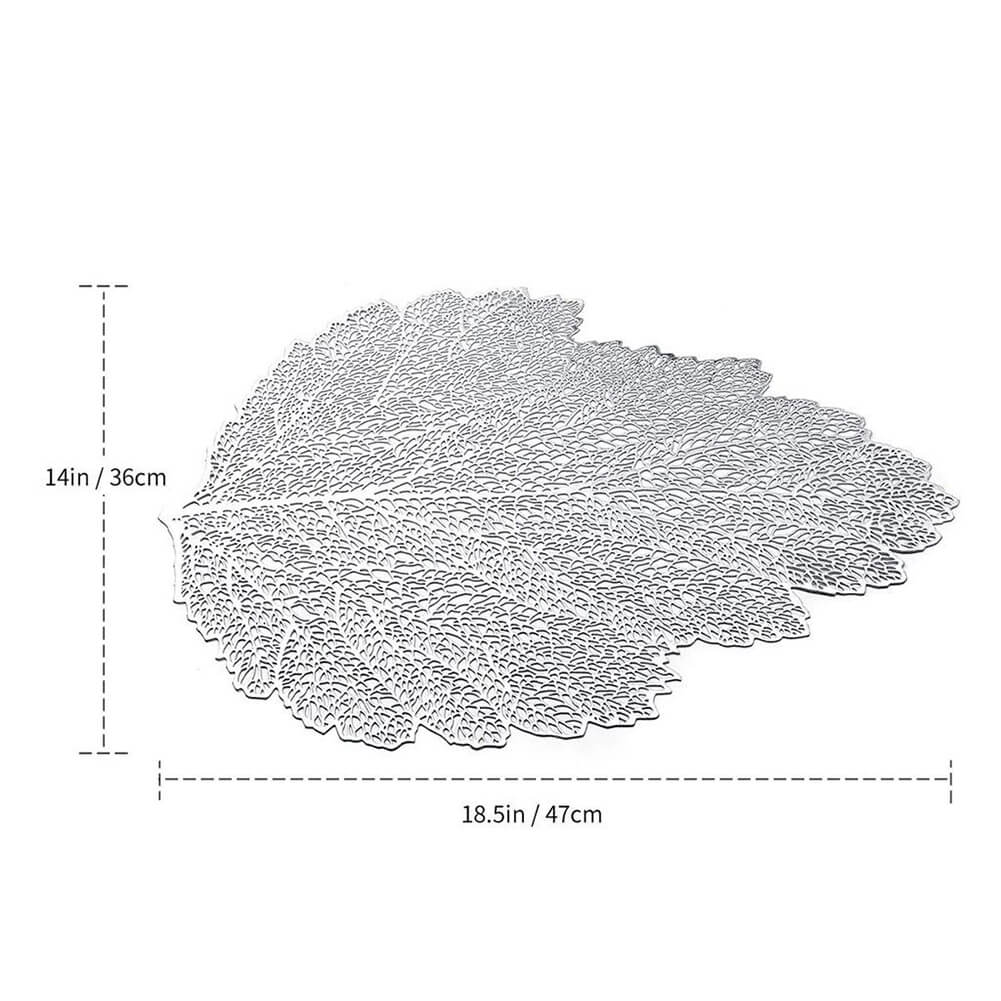 Non-Stick Oil PVC Table Mat Set of 6 (Silver-Leaf) - Image 8