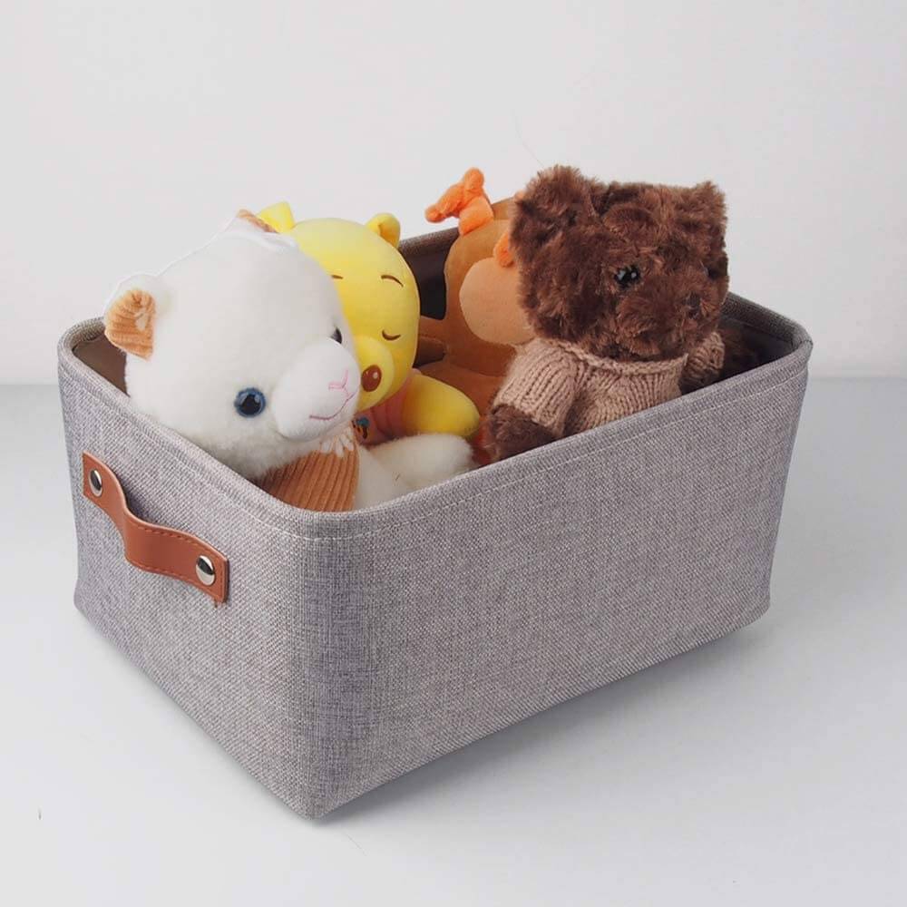 Foldable Mangata Leather Handle Storage Baskets Set, Grey - Image 25
