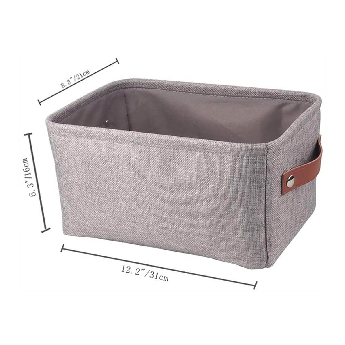 Foldable Mangata Leather Handle Storage Baskets Set, Grey - Image 29